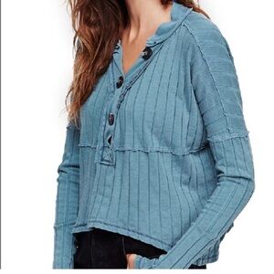 FP Ocean Blue Long Sleeve Free People top Small